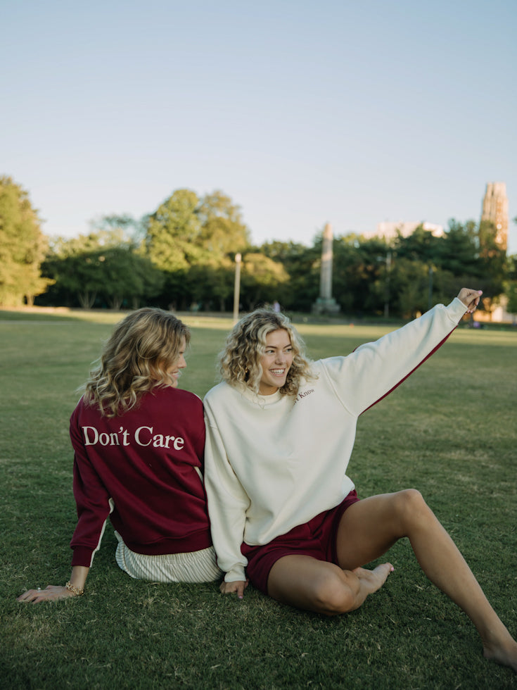 "Don't Know - Don’t Care" Crew Neck  | Crimson