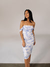 Floral Breeze Midi Dress - Ivory & Blue