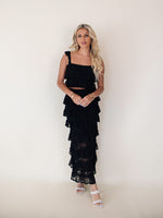 Dublin Dream Ruffle Knit Top & Skirt Set - Black