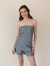 Call On Me Gray Pinstripe Strapless Top & Shorts Set