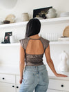 Moonlit Sleeveless Top with Open Back - Pewter