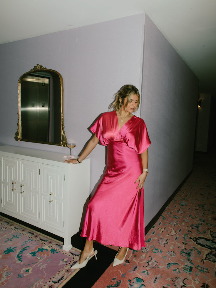 Moonlit Satin Maxi Dress | Hot Pink