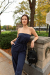 Check Ya Later Strapless Cargo Jumpsuit - Navy