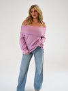 Cozy Charm Off-Shoulder Sweater | Pink