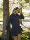 Navy Striped Collared Dress