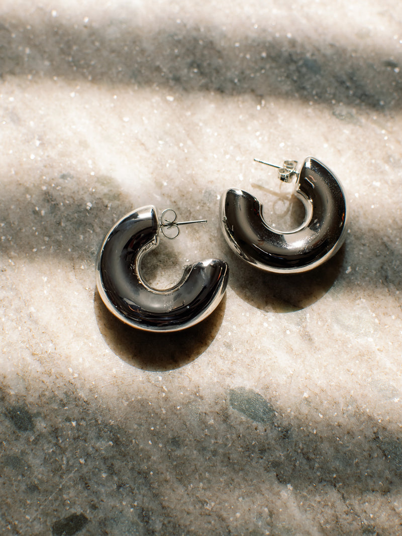 Shimmering Silver Hoops Earrings