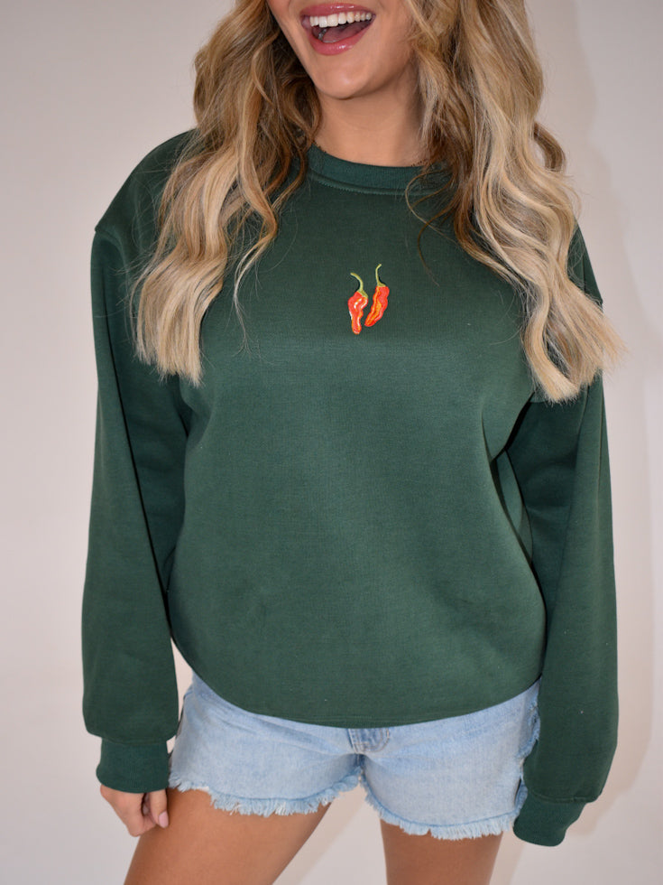 Chili Pepper Sweatshirt | Pine Green