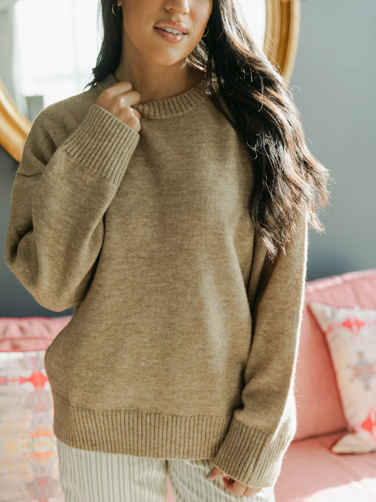 Oversized Basic Knit Sweater | Mocha