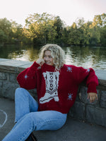 Howdy Boots Cherry Red Crew Neck Sweater