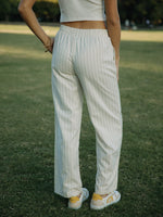 Classic Neutral Pinstripe Slacks | Cream