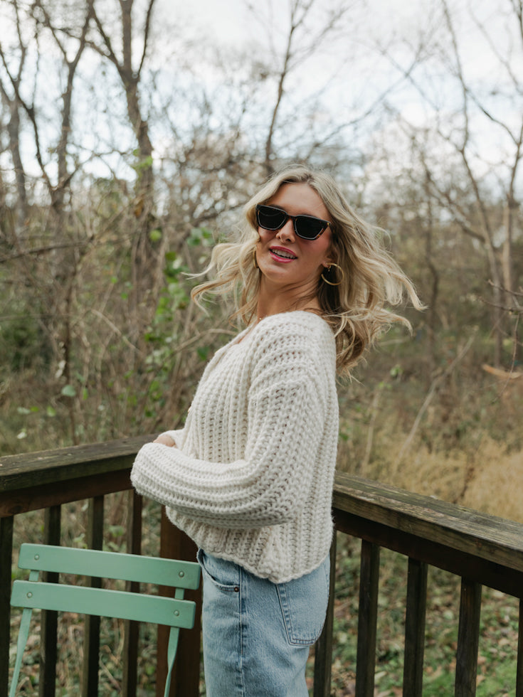 Chunky Knit Sweater Cardigan | Ivory