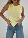 Seeing Sunshine Sleeveless Scarf Hem Sweater | Yellow