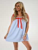 Pretty in Gingham Mini Dress | Light Blue