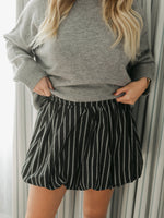 Black and White Stripe Bubble Hem Skirt