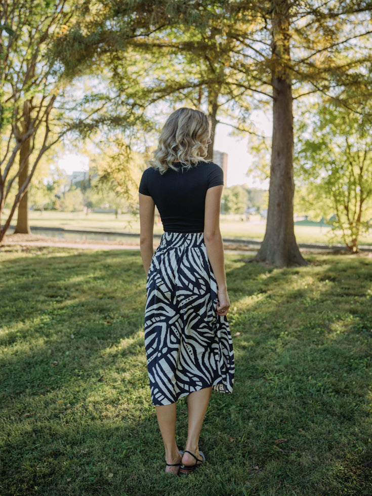 Sahara Sands Midi Skirt | Black and Cream