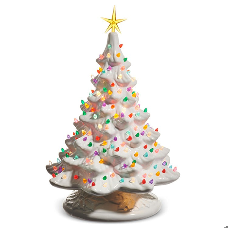 16.5" Lighted Vintage White Tree
