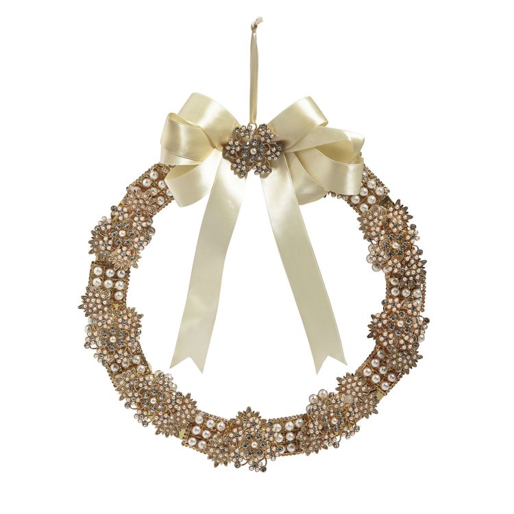 10.5" Vintage Gold Brooch Wreath