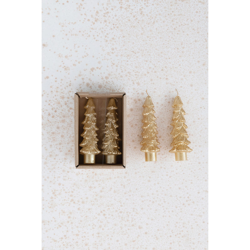 Unscented Tree Shaped 5" Taper Candles, Set of 2