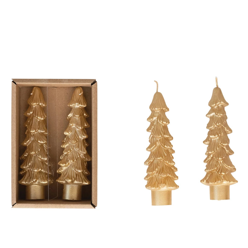 Unscented Tree Shaped 5" Taper Candles, Set of 2