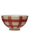 Hand-Painted Stoneware Latte Bowl | Red and White