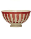 Hand-Painted Stoneware Latte Bowl | Red and White