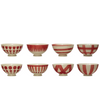 Hand-Painted Stoneware Latte Bowl | Red and White