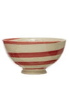 Hand-Painted Stoneware Latte Bowl | Red and White