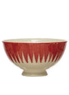 Hand-Painted Stoneware Latte Bowl | Red and White