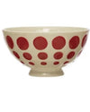 Hand-Painted Stoneware Latte Bowl | Red and White