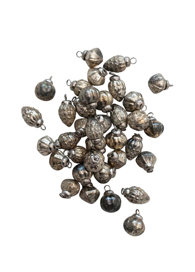 Embossed Glass Ornaments in Muslin Bag | Set of 36