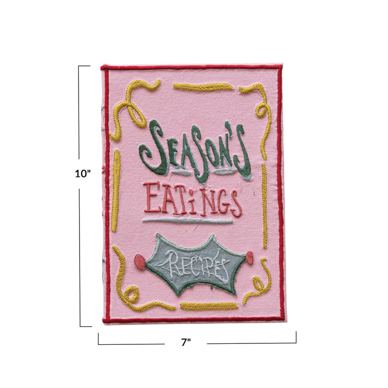 Season's Eatings Handmade Paper & Embroidered Fabric Bound Recipe Book