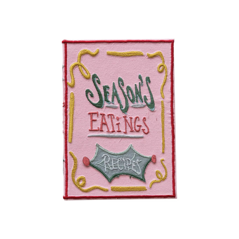 Season's Eatings Handmade Paper & Embroidered Fabric Bound Recipe Book