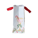 Paper Gift Bag with Holiday Cocktails & Red Ribbon Handles