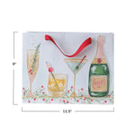 Paper Gift Bag with Holiday Cocktails & Red Ribbon Handles