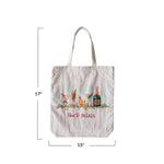 Cotton Printed Tote Bag with Handles & Holiday Cocktails