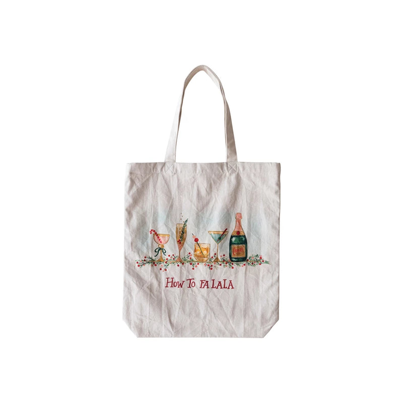 Cotton Printed Tote Bag with Handles & Holiday Cocktails