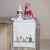 Cotton Printed Table Runner with Holiday Cocktails and Gold Trim