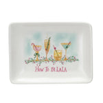 Stoneware Dish with Holiday Cocktails "How to FA LA LA" | Multi Color