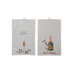 Tea Towel with Holiday Cocktail, Saying & Loop | Set of 2