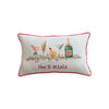 Cotton Slub Printed Lumbar Pillow with Embroidery FaLaLa | 20"L x 12"H