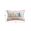 Cotton Slub Printed Lumbar Pillow with Embroidery FaLaLa | 20"L x 12"H