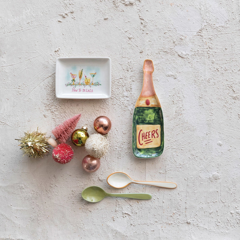 Stoneware Champagne Bottle Shaped Dish | Cheers