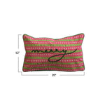 Cotton Slub Printed Lumbar Pillow with Piping | 20"L x 12"H