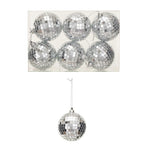 Glass & Foam Disco Ball Ornaments | Silver Finish | Boxed Set of 6