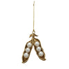 Metal & Faux Pearl Pea Pod Ornament | Gold & Cream