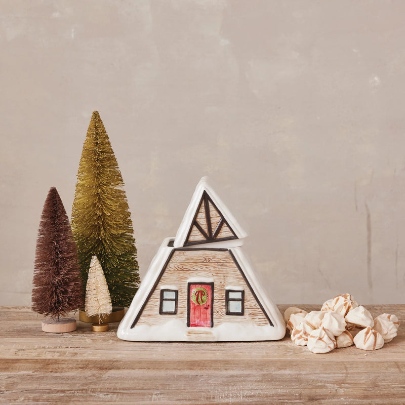 Stoneware Cabin with Lid | Container | Cookie Jar