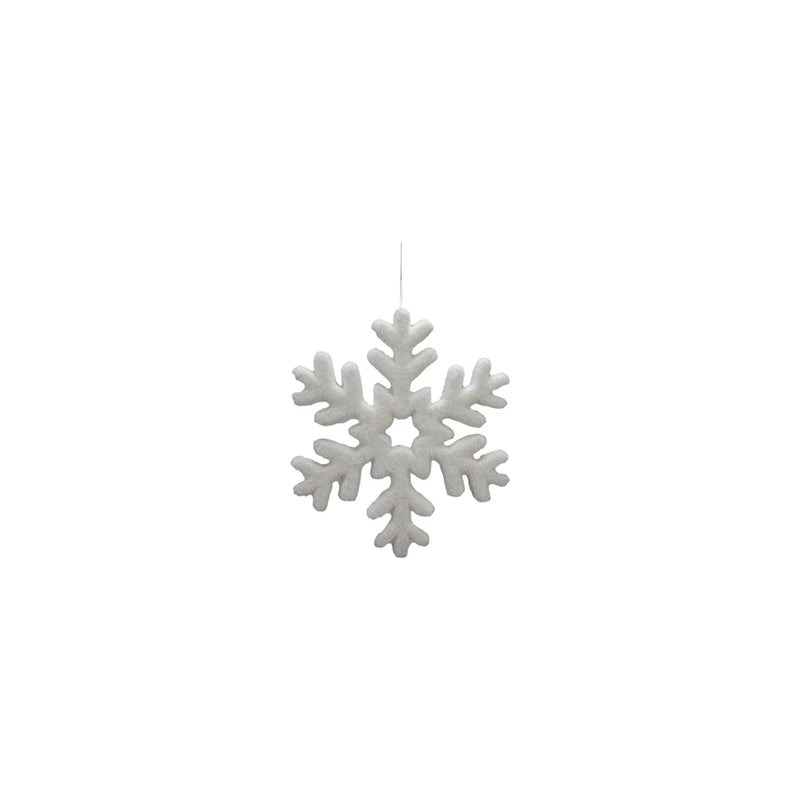Flocked Snowflake Ornament | White | 3 Sizes Available