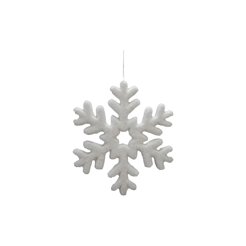 Flocked Snowflake Ornament | White | 3 Sizes Available