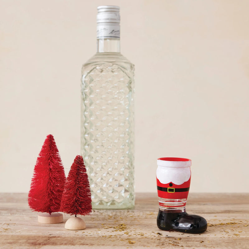 Santa Boot Shot Glass | Hand-Painted | 2 oz