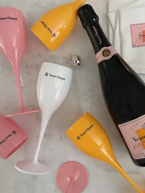 Picture of Veuve Clicquot Acrylic Champagne Flutes in multiple colors
